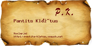 Pantits Klétus névjegykártya